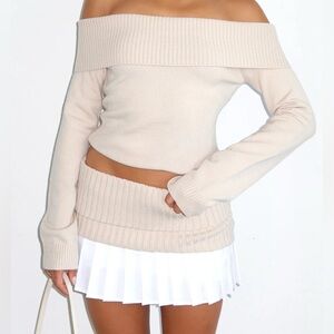 White Fox Skirt and Sweater Set